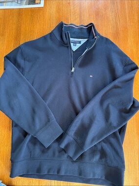 Tommy Hilfiger Men's Navy Half-Zip Sweater with Logo
